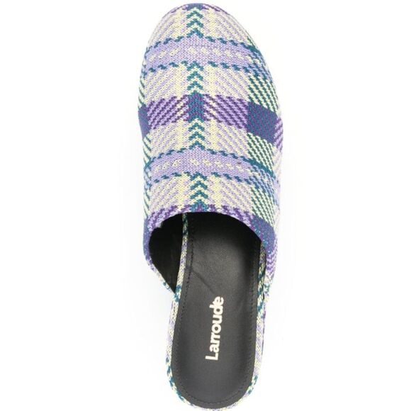 NEW Larroude Miso Purple Plaid Clogs - Picture 4 of 13